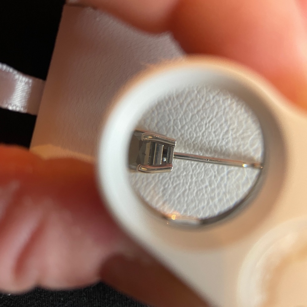 14k Black Diamond Solitaire Earrings - Picture 7 of 15